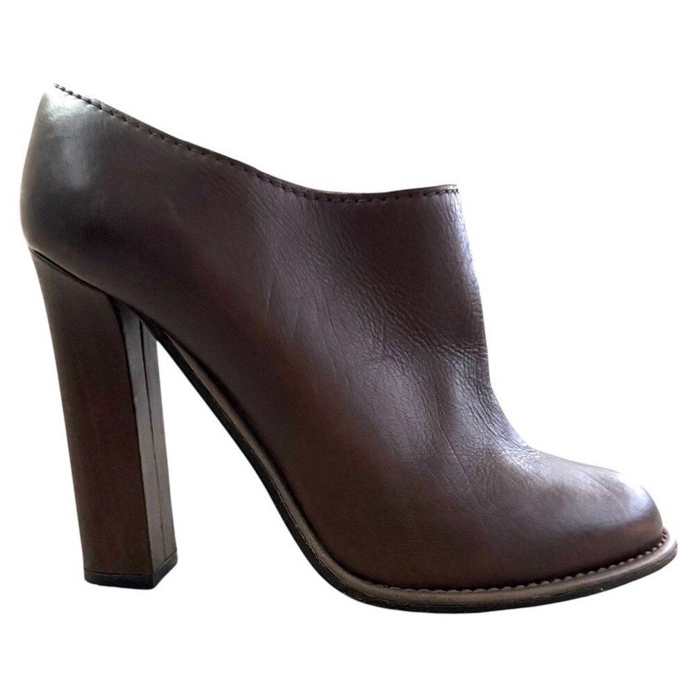 Lanvin 2010 Hiver Brown Leather Slip On Ankle Booties Women’s Size 7.5 Eu 38.5